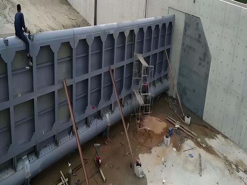 3.0m×8m 液压坝供应商_价格_安装工程整体外观 | 液压驱动 | 液压坝整体结构展示